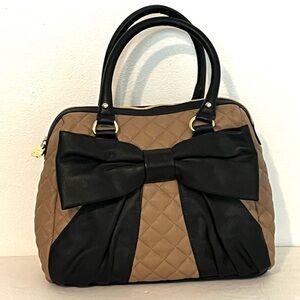 Elegant Black and Tan Quilted Handbag